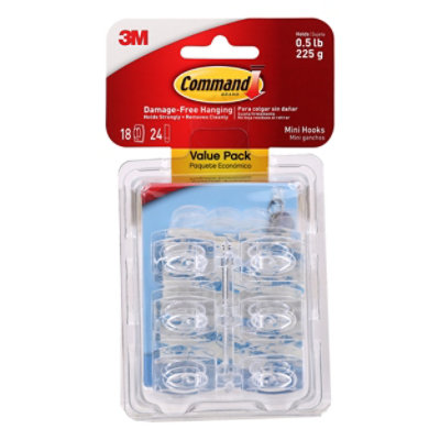 Command 3M Hooks Mini Clear Value Pack - 18 Count - Image 1