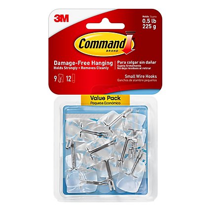3M Command 3M Wire Hooks Small Clear Value Pack - 9 Count - Image 2