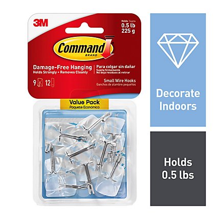 3M Command 3M Wire Hooks Small Clear Value Pack - 9 Count - Image 1
