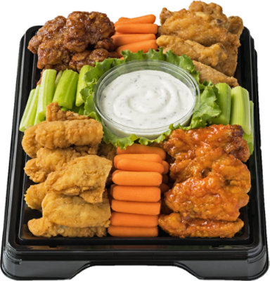 Deli Catering Tray Wing Fling 16 Inch Square Tray 12-16 Servings - Each