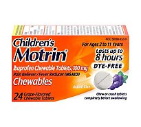Motrin Childrens Ibuprofen Chewable Tablets 100 mg Dye Free Grape - 24 Count