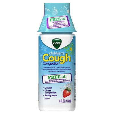 Vicks Childrens Cough Congestion Syrup Strawberry - 6 Fl. Oz. - Image 1