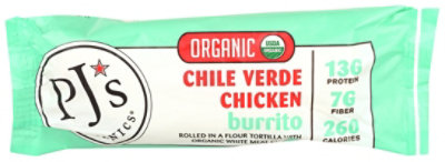 Pjs Organ Burrito Chicken Chile Vrd - 6 Oz