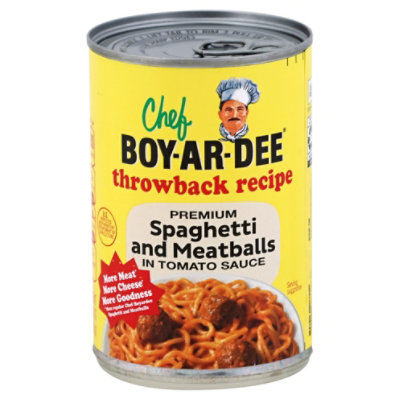 Chef Boyardee Throwback Recipe Pasta Premium Spaghetti Meatballs In Tomato Sauce 14 5 Oz Albertsons