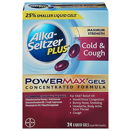 Alka-Seltzer Plus PowerMax Liquid Gels Cold & Cough - 24 Count - Image 3