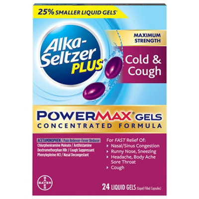 Alka-Seltzer Plus PowerMax Liquid Gels Cold & Cough - 24 Count - Image 3