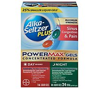 Alka-Seltzer Plus PowerMax Liquid Gels Sinus Cold & Cough Day & Night - 24 Count
