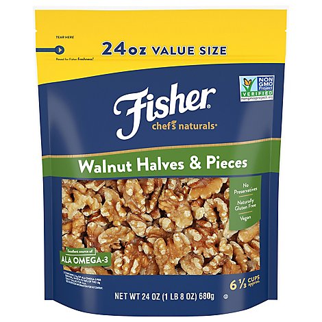 Fisher Chefs Naturals Walnut Halves & Pieces Value Size - 24 Oz