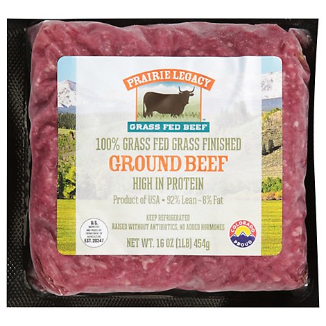 Prairie Legacy Grass Fed Beef Ground Beef 92% Lean - 1 Lb