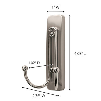 3M Command Hook 1 Satin Nickel Double Bath Hook With 1 Large Water Resistant Strip - Each - Image 3