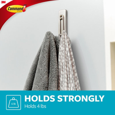 3M Command Hook 1 Satin Nickel Double Bath Hook With 1 Large Water Resistant Strip - Each - Image 4