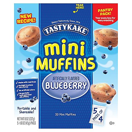 Tastykake Blueberry Flavored Mini Muffins 5 Pouches - 20 Count - Image 3
