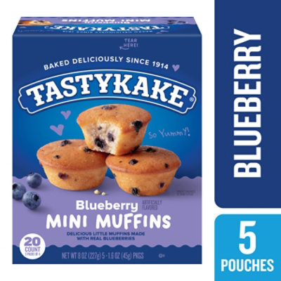 Tastykake Blueberry Flavored Mini Muffins 5 Pouches - 20 Count - Image 1