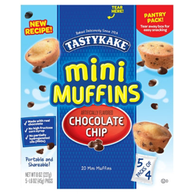 Tastykake Chocolate Chip Mini Muffins 5 Pouches - 20 Count - Image 4