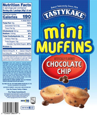 Tastykake Chocolate Chip Mini Muffins 5 Pouches - 20 Count - Image 8