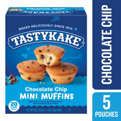 Tastykake Chocolate Chip Mini Muffins 5 Pouches - 20 Count - Image 2