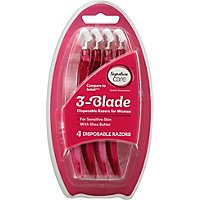 Signature Care Womens Razors 3 Blade Disposable Pink - 4 Count - Image 2