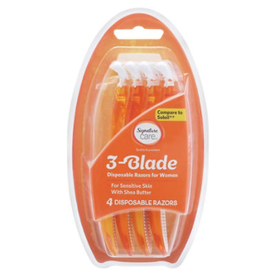 Signature Select/Care Razors Disposable Womens 3 Blade Yellow - 4 Count - Image 4