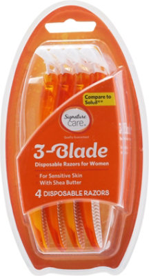 Signature Select/Care Razors Disposable Womens 3 Blade Yellow - 4 Count - Image 2