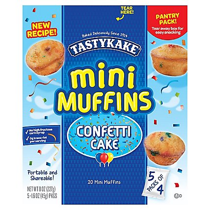 Tastykake Confetti Cake Mini Muffins 5 Pouches- 20 Count - Image 3