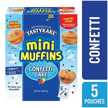 Tastykake Confetti Cake Mini Muffins 5 Pouches- 20 Count - Image 1