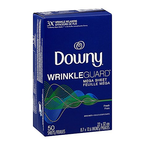 Downy WrinkleGuard Dryer Sheets Mega Fresh - 50 Count