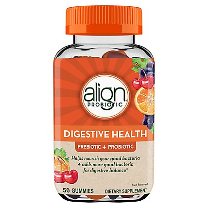 Align Prebiotic + Probiotic Digestive Health Natural Fruit Flavors Gummies - 50 Count - Image 2