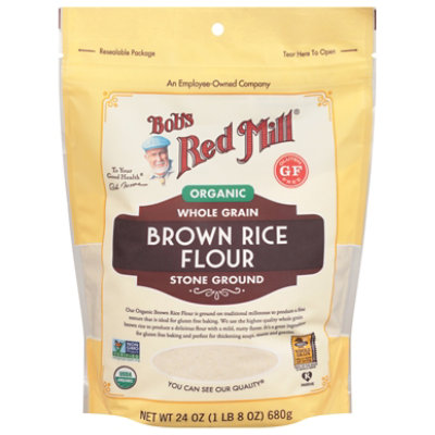 Bobs Red Mill Organic Flour Brown Rice Stone Ground Whole Grain Gluten Free - 24 Oz - Image 2