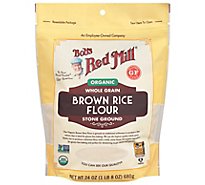 Bobs Red Mill Organic Flour Brown Rice Stone Ground Whole Grain Gluten Free - 24 Oz