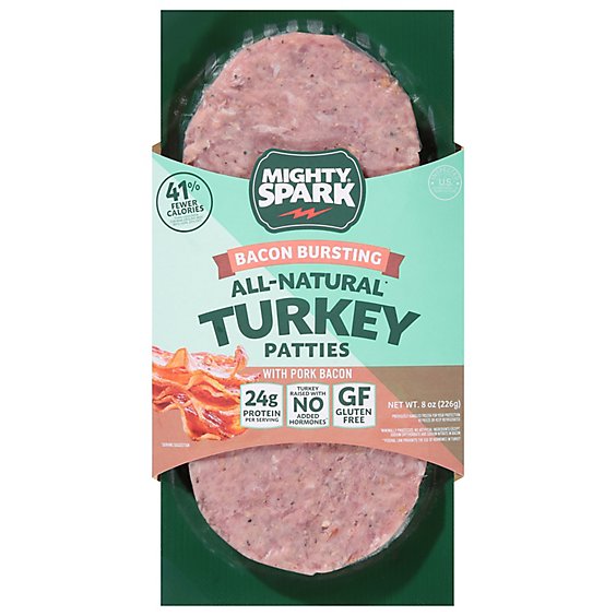 Mighty Spark Bacon Bursting Turkey Patties - 9 Oz.