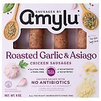 Sausages by Amylu Antibiotic Free Roasted Garlic & Asiago Chicken Sausages - 9 Oz. - Image 3