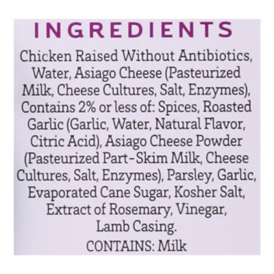 Sausages by Amylu Antibiotic Free Roasted Garlic & Asiago Chicken Sausages - 9 Oz. - Image 5