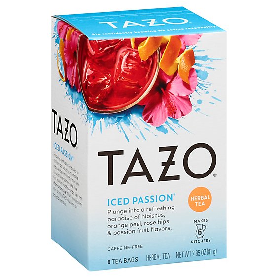 TAZO Tea Bags Herbal Tea Iced Passion - 6 Count