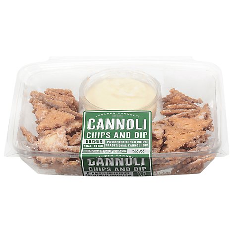 Golden Cannoli Platter With Mini Powdered Cannoli Chips And Cannoli - 10 Oz