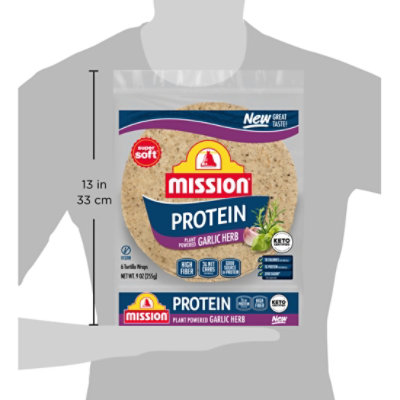 Mission Protein Garlic Herb Tortilla Wraps - 6 Count - Image 5