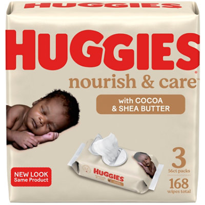 Huggies Nourish & Care Baby Wipes Scented Fliptop Pack - 3-56 Count