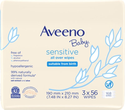 Aveeno Baby Wipes All Over Sensitive - 168 Count - Image 5