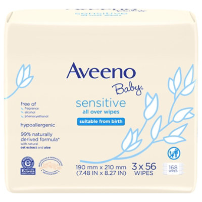 Aveeno Baby Wipes All Over Sensitive - 168 Count