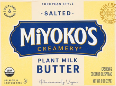 Miyokos Butter European Style Cultured Vegan - 8 Oz