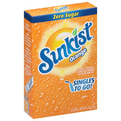 Sunkist Dink Mix Singles To Go Low Calorie Orange 6 Count - 0.74 Oz - Image 1