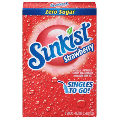 Sunkist Dink Mix Singles To Go Low Calorie Strawberry 6 Count - 0.53 Oz - Image 3