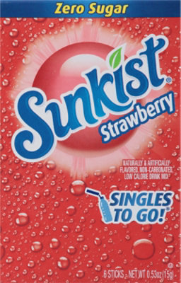 Sunkist Dink Mix Singles To Go Low Calorie Strawberry 6 Count - 0.53 Oz - Image 2