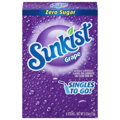 Sunkist Drink Mix Singles To Go Low Calorie Grape 6 Count - 0.53 Oz - Image 3