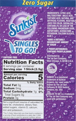 Sunkist Drink Mix Singles To Go Low Calorie Grape 6 Count - 0.53 Oz - Image 6