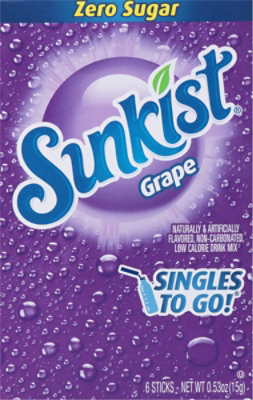 Sunkist Drink Mix Singles To Go Low Calorie Grape 6 Count - 0.53 Oz - Image 2