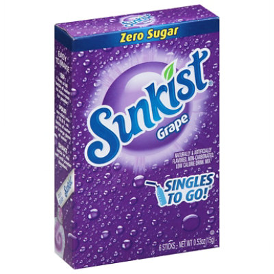 Sunkist Drink Mix Singles To Go Low Calorie Grape 6 Count - 0.53 Oz - Image 1