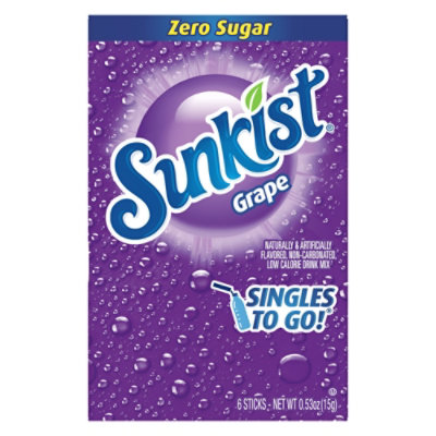 Sunkist Drink Mix Singles To Go Low Calorie Grape 6 Count - 0.53 Oz - Image 3