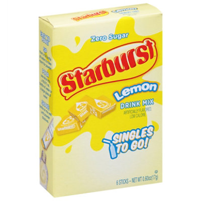 Starburst Drink Mix Singles To Go Low Calorie Lemon 6 Count 0.6 Oz