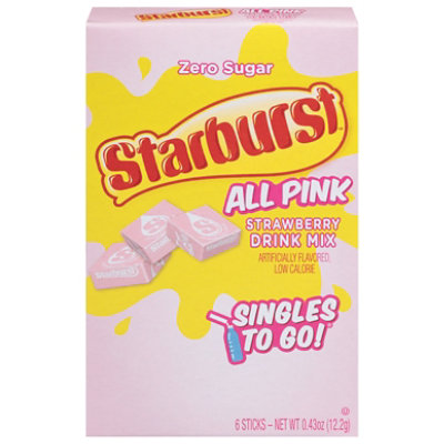 Starburst Drink Mix Singles To Go Low Calorie Strawberry All Pink 6 Count - 0.43 Oz - Image 3