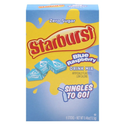 Starburst Drink Mix Singles To Go Low Calorie Blue Raspberry 6 Count - 0.48 Oz - Image 3